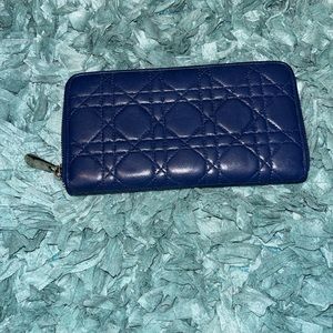💙Christian Dior lady Dior blue long wallet💙
